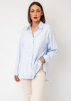 Serafina Collection Striped Cotton Blend Shirt, Blue
