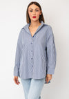 Serafina Striped Button Down Shirt, Navy