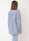 Serafina Striped Button Down Shirt, Navy