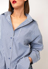 Serafina Striped Button Down Shirt, Navy
