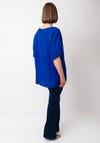 Serafina Collection One Size Pocket Front Linen Blouse, Royal Blue
