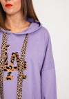 Serafina Collection One Size Leopard LA Hoodie, Lilac