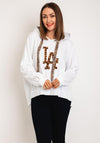 Serafina Collection One Size Leopard LA Hoodie, White