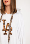 Serafina Collection One Size Leopard LA Hoodie, White