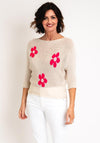 Serafina Collection One Size Daisy Print Jumper, Beige