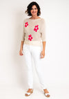 Serafina Collection One Size Daisy Print Jumper, Beige