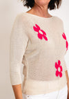 Serafina Collection One Size Daisy Print Jumper, Beige