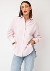 Serafina Striped Button Down Blouse, Pink