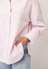Serafina Striped Button Down Blouse, Pink