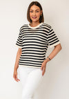 Serafina Collection One Size Striped Knitted Sweater, Black and White