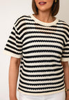 Serafina Collection One Size Striped Knitted Sweater, Black and White