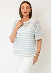 Serafina Collection One Size Striped Knitted Sweater, Blue and White