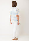 Serafina Collection One Size Striped Knitted Sweater, Blue and White