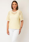 Serafina Collection One Size Knitted Sweater, Yellow and White