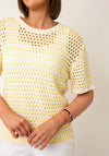Serafina Collection One Size Knitted Sweater, Yellow and White
