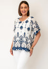 Serafina Collection One Size Abstract Print Blouse, White