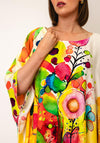Serafina Collection One Size Abstract Botanical Print Poncho, Yellow Multi