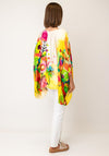 Serafina Collection One Size Abstract Botanical Print Poncho, Yellow Multi