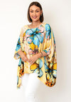 Serafina Collection One Size Floral Print Relaxed Poncho, Yellow Multi