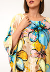 Serafina Collection One Size Floral Print Relaxed Poncho, Yellow Multi