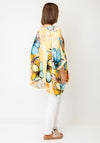 Serafina Collection One Size Floral Print Relaxed Poncho, Yellow Multi