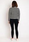 Serafina Collection One Size Striped Cardigan, Black & Ecru