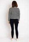 Serafina Collection One Size Striped Cardigan, Black & Ecru
