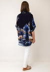 Serafina Collection One Size Italian Print Relaxed Blouse, Navy Multi