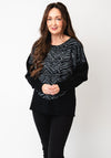 Serafina Collection One Size Zebra Rhinestone Knit Jumper, Grey & Black