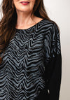 Serafina Collection One Size Zebra Rhinestone Knit Jumper, Grey & Black