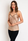 Serafina Collection One Size Satin Lace Cami Top, Gold