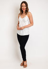 Serafina Collection One Size Satin Lace Cami Top, White