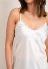 Serafina Collection One Size Satin Lace Cami Top, White