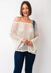 Serafina Collection One Size Crochet Glitter Sweater, Cream