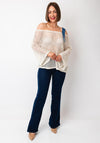 Serafina Collection One Size Crochet Glitter Sweater, Cream