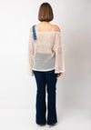 Serafina Collection One Size Crochet Glitter Sweater, Cream