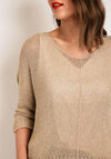 Serafina Collection One Size Ajour Knit Sweater, Gold