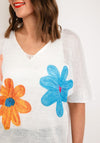 Serafina Collection One Size Flower Pattern Knit Top, White