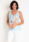 Serafina Collection One Size Striped V Neck Top, Blue