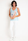 Serafina Collection One Size Striped V Neck Top, Blue