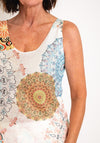 Serafina Collection One Size Mandala V Neck Top, Multi-Coloured