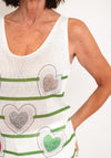 Serafina Collection One Size Hearts V Neck Top, White