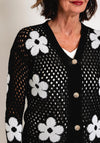 Serafina Collection One Size Daisy Print Cardigan, Black