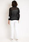 Serafina Collection One Size Daisy Print Cardigan, Black