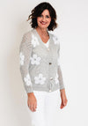 Serafina Collection One Size Daisy Print Cardigan, Grey