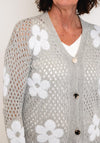 Serafina Collection One Size Daisy Print Cardigan, Grey