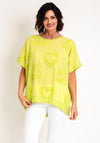 Serafina Collection One Size Heart Embroidered Top, Green