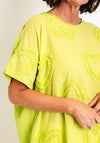 Serafina Collection One Size Heart Embroidered Top, Green