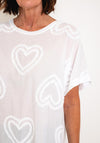 Serafina Collection One Size Heart Embroidered Top, White