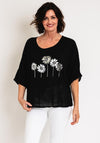 Serafina Collection Metallic Flower One Size Top, Black